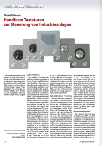 GeBE Picture Technical article: Stainless steel offensive: Tangible keyboards for controlling industrial systems